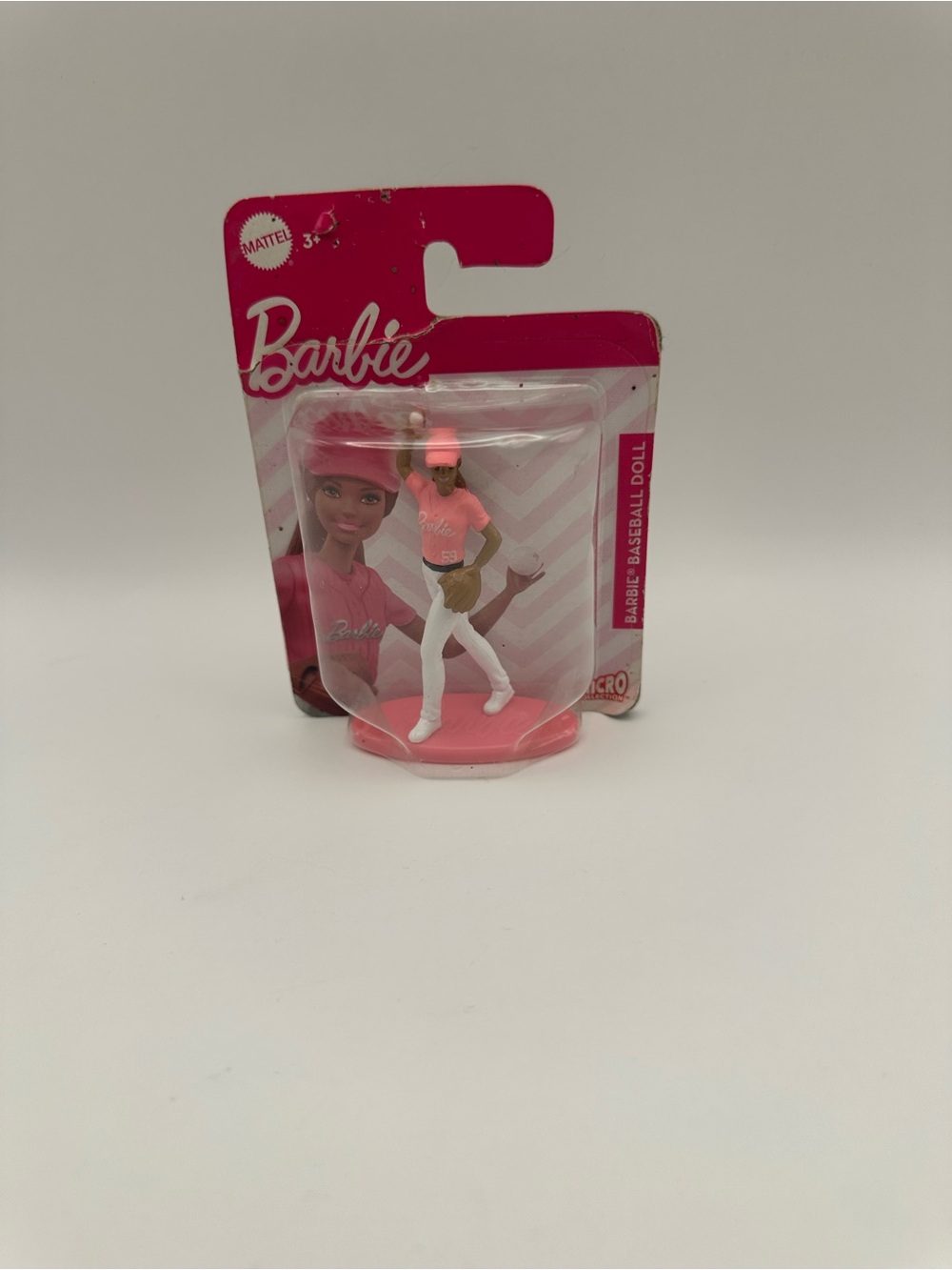 Mattel Barbie Micro Collection Baseball Doll 3in Dark Brown Eyes